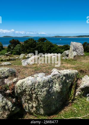 Halangy Down Ancient Village, St Mary's, Isles of Scilly, Cornouailles, Angleterre, ROYAUME-UNI. Banque D'Images