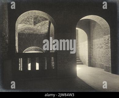 Intérieur du bâtiment administratif de 3rd des chemins de fer néerlandais (HGB III, Moreelseek) à Utrecht. Banque D'Images