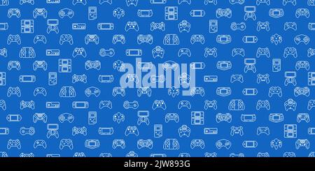 Arrière-plan du contrôleur de jeu vidéo Gadgets et appareils motif bleu transparent style Eps10 Vector Pixel Art Banque D'Images