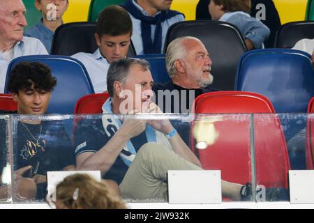 NapoliÕs président de la SSC Aurelio de Laurentiis pendant la série Un match de football entre la SS Lazio et la ssc napoli au stade Olimpico de Rome, au centre de l'Italie, le 3 septembre 2021. Banque D'Images