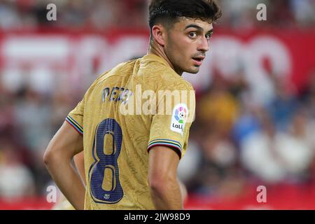 Séville, Espagne. 03rd septembre 2022. Pedro Gonzalez 'Pedri' du FC Barcelone pendant le match de la Ligue entre le FC Séville et le FC Barcelone au stade Ramon Sanchez Pizjuan à Séville, Espagne. Crédit : DAX Images/Alamy Live News Banque D'Images