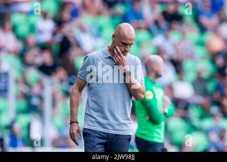 GRONINGEN - l'entraîneur de vitesse Thomas Letsch lors du match néerlandais Eredivisie entre FC Groningen et vitesse au stade Euroborg de 4 septembre 2022 à Groningen, pays-Bas. ANP COR LASKER Banque D'Images