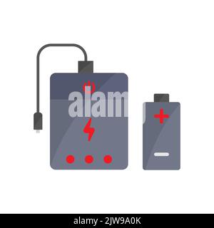 Icône de batterie, batterie. Icône en rapport avec l'électronique, technologie. Style d'icône plate. Conception simple modifiable Illustration de Vecteur