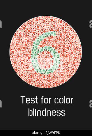 Test Ishihara pour la cécité des couleurs. Test de couleur borgne. Numéro vert 6 pour les aveugles de couleur. Illustration vectorielle. Illustration de Vecteur