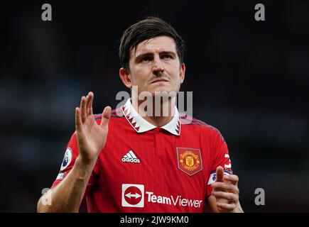 Harry Maguire de Manchester United après le match de la Premier League à Old Trafford, Manchester. Date de la photo: Dimanche 4 septembre 2022. Banque D'Images