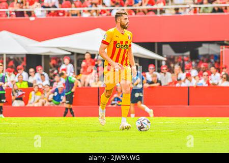 MALLORCA, ESPAGNE - SEPTEMBRE 3 : David López de Girona CF pendant le match entre le RCD Mallorca et Girona CF de la Liga Santander sur 3 septembre 2022 à visiter le stade de Majorque son Moix à Majorque, Espagne. (Photo de Samuel Carreño/ PX Images) Banque D'Images