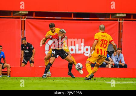 MALLORCA, ESPAGNE - SEPTEMBRE 3: Dani Rodriguez du RCD Mallorca entre le RCD Mallorca et Gérone CF de la Liga Santander sur 3 septembre 2022 à visiter le stade de Majorque son Moix à Majorque, Espagne. (Photo de Samuel Carreño/ PX Images) Banque D'Images