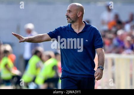 Vincenzo Italiano entraîneur-chef de ACF Fiorentina gestes pendant la série Un match de football entre ACF Fiorentina et Juventus FC à Artemio Franchi St Banque D'Images