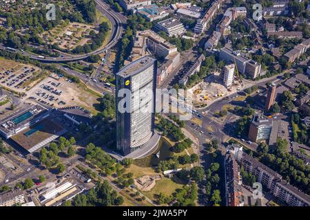 Vue aérienne, gratte-ciel ARAG et démolition de bureaux à Mörsenbroicher EI à Sankt-Franziskus-Straße, Düsseltal, Düsseldorf, Rhénanie, Nord RH Banque D'Images