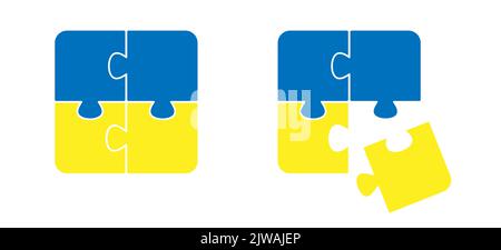 Pièce manquante du puzzle avec le drapeau de l'Ukraine. Icône pièces de puzzle ou pictogramme. Symbole national de l'Ukraine. Illustration de Vecteur