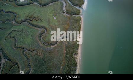 Saint Valery sur somme, photos du port et de la ville par drone. Banque D'Images