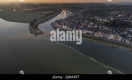 Saint Valery sur somme, photos du port et de la ville par drone. Banque D'Images