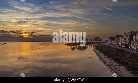 Saint Valery sur somme, photos du port et de la ville par drone. Banque D'Images