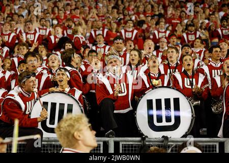 Madison, WI, États-Unis. 3rd septembre 2022. Le groupe de marche des Badgers du Wisconsin chante ÔBuild Me Up ButtercupÕ pendant le match de football de la NCAA entre les Redbirds de l'État de l'Illinois et les Badgers du Wisconsin au stade Camp Randall de Madison, WISCONSIN. Darren Lee/CSM/Alamy Live News Banque D'Images