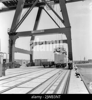 Image du transbordement de conteneurs de la mer de Rederij dans l'Eemhaven à Rotterdam. Banque D'Images