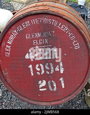 Glen Moray Glenlivet ,distillerie ,Glenmoray Elgin 4221 ,1994 ,201 fût de whisky - utilisé auparavant pour Scotch - Scottish Whisky Banque D'Images