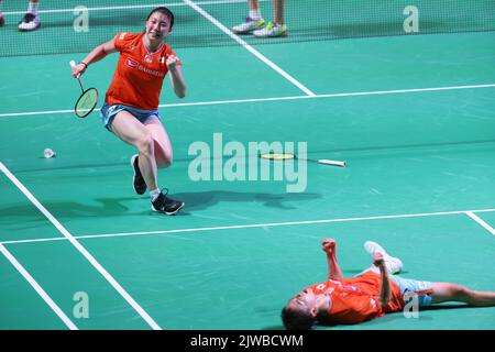 Maruzen Intec Arena Osaka, Osaka, Japon. 3rd septembre 2022. Yuta Watanabe & Arisa Higashino (JPN), 3 SEPTEMBRE 2022 - Badminton : Daihatsu Yonex Japan Open 2022 Mixed Double semi-final à Maruzen Intec Arena Osaka, Osaka, Japon. Credit: YUTAKA/AFLO SPORT/Alay Live News Banque D'Images