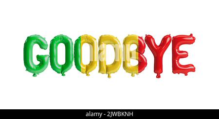 3D illustration du ballon de lettre Au revoir dans le drapeau malien isolé sur fond blanc Banque D'Images