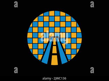 Modèle de conception de logo d'icône en forme d'O numérique Road Block Illustration de Vecteur