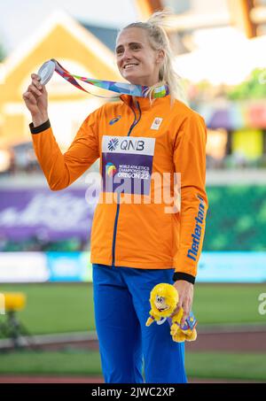 Anouk Vetter, des pays-Bas, remise de médailles aux Championnats du monde d'athlétisme, Hayward Field, Eugene, Oregon, États-Unis, le 18th juillet 2022. Tél Banque D'Images