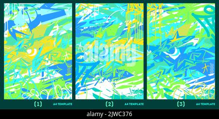 Résumé motif graphique d'arrière-plan de l'illustration de style Graffiti urbain A4 Illustration de Vecteur