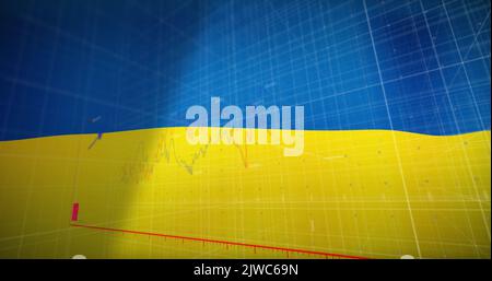 Image des données financières et graphique sur le drapeau de l'ukraine Banque D'Images