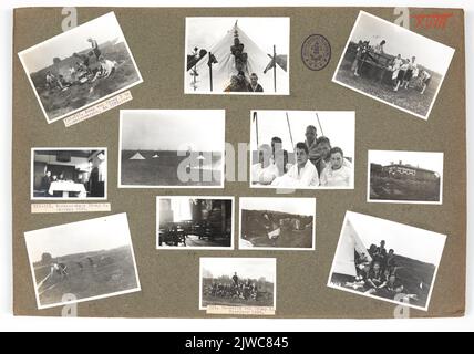 Image de la page 18 d'un album photo à feuilles volantes de la Dutch Poundfinders Association (N.P.V.), Department Utrecht, avec des photos de: Le camp de Troep 3 o.l.v. Hopman van Popta à Maarsbergen en 1924 (310 à 316); Troep 5 dans la Weekendhuis à Bosch en Duin en 1926 (317 à 318); le coin de patrouille dans la salle des troupes de 5th (319); le Shelterkamp de Troep 5 (320); Certains membres de Troep 5 au printemps de 1926 (321) .n.b. En 1927, le nom de la troupe a été changé en groupe. Banque D'Images