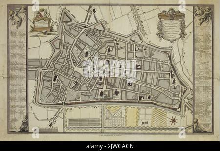 Terrain plat de la ville/ utrecht,/ montrant tous les caillebotis, rues, steegen, couloirs, marchés, et/lieux des bâtiments publics. Banque D'Images