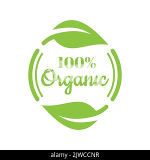 100% Organic coloré vecteur étiquette. Cachet, autocollant ou badge du produit. Illustration de Vecteur