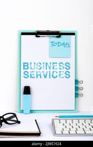 Écriture manuscrite Services aux entreprises Provide des produits intangibles Comptabilité INFORMATIQUE. Word for fournit des produits intangibles Bookgaring IT Banque D'Images