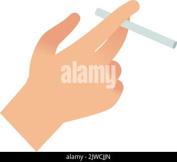 Icône de cigarette à la main. Panneau fumeurs Illustration de Vecteur
