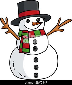 Motif bonhomme de neige de Noël couleur Clipart Illustration de Vecteur