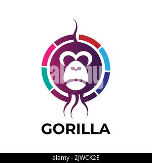 Logo Gorilla Head. Modèle de vecteur Monkey. Illustration vectorielle pour le logo, le symbole et l'icône. Illustration de Vecteur