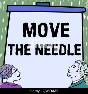 Texte montrant l'inspiration déplacer le NeedleMake une différence notable dans quelque chose faire mieux. Le concept d'entreprise fait une différence notable dans Banque D'Images