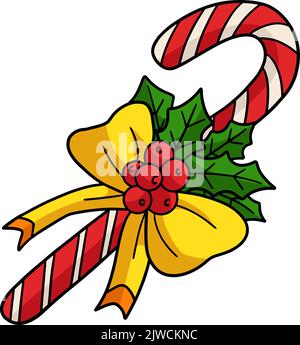 Candy Cane de Noël Cartoon coloré Clipart Illustration de Vecteur