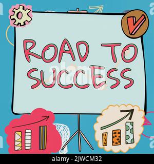 Écrire le texte d'affichage route à Successétudier vraiment dur améliorer vous-même pour atteindre des rêves souhaits. L'étude de la photo conceptuelle s'améliore vraiment Banque D'Images