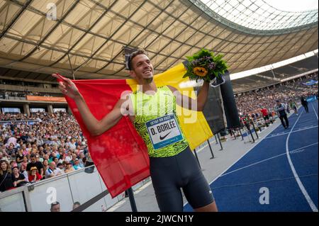 Berlin, Allemagne. 04th septembre 2022. Athlétisme: Réunion de l'ISTAF au stade olympique: 400 m, hommes. Dylan Borlée remporte le concours. Credit: Christophe bateau/dpa/Alay Live News Banque D'Images