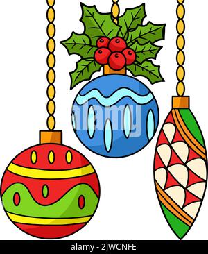 Décoration de Noël, dessin animé, couleur Clipart Illustration de Vecteur