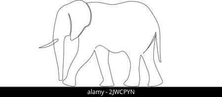 dessin d'un éléphant isolé sur fond blanc, illustration vectorielle de dessin au trait Illustration de Vecteur