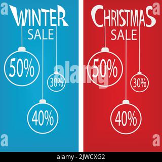 Concept pour les soldes de Noël, grandes réductions pour le nouvel an. Ensemble de bannières verticales vectorielles pour les histoires, les réseaux sociaux et le Web. Illustration de Vecteur