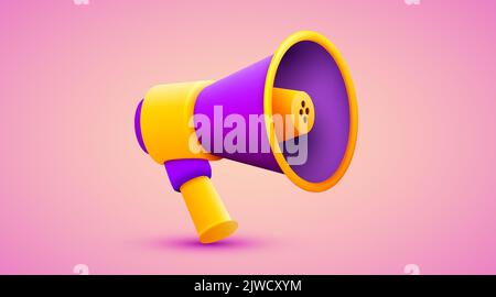 haut-parleur 3d mégaphone ou bullhorn haut-parleur pour annoncer la promotion, maquette de casque 3d haut-parleurs. 3d rendu vectoriel pour alerte et annonce Illustration de Vecteur