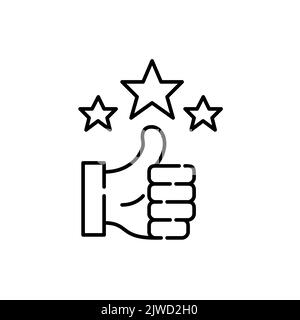 Bravo aux étoiles. Niveau d'approbation de l'utilisateur. Icône de ligne de contour pixel Perfect, modifiable Illustration de Vecteur