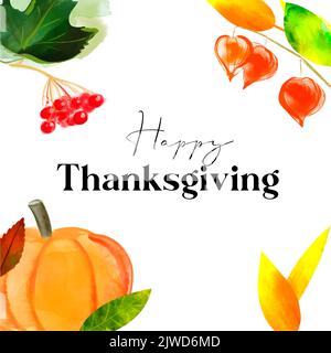Illustration de la carte Happy Thanksgiving sur fond blanc Illustration de Vecteur