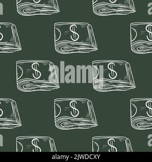 Illustration vectorielle de motif argent liquide plié. Contexte de la devise américaine. Dollars sur fond vert pour l'emballage, le papier, le tissu Illustration de Vecteur