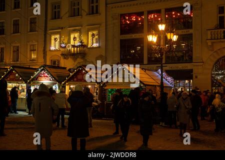 Lviv, Ukraine - 25 décembre 2021: salon de noël en centre-ville Banque D'Images