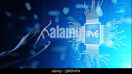 Protocole réseau IPv6 concept de communication Internet standard sur écran virtuel. Banque D'Images
