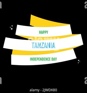 Joyeux texte de la tanzanie jour de l'indépendance dans un motif abstrait multicolore sur fond noir Banque D'Images