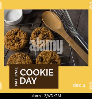 Composite du 4 décembre et texte national pour les biscuits avec biscuits au chocolat sur plateau avec fouet et cuillère Banque D'Images