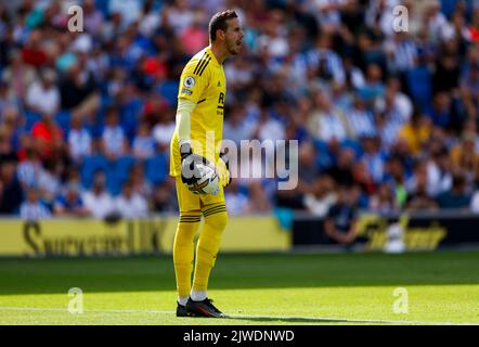 Danny Ward, gardien de Leicester City, lors du match de la Premier League au stade Amex de Brighton. Date de la photo: Dimanche 4 septembre 2022. Banque D'Images