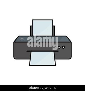 Icône de l'imprimante. Icône en rapport avec l'électronique, technologie. Style d'icône de couleur de ligne, coloré. Conception simple modifiable Illustration de Vecteur